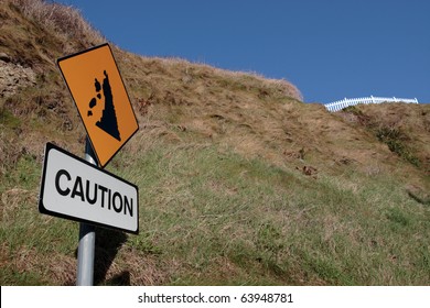 A Landslide Sign In County Kerry Ireland