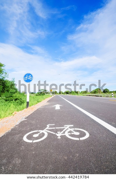 Lane for\
bicycle in blue sky,Hua Hin\
Thailand.