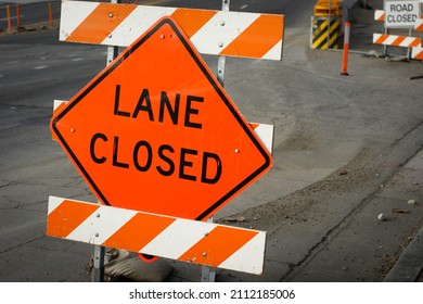 Lane Closed For Road Construction Sign 