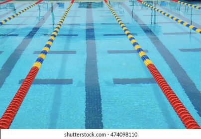 Lanes In A Competition Olympic Size Swimming Pool