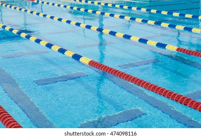 Lanes In A Competition Olympic Size Swimming Pool