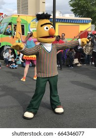 LANGHORNE, PA - MAY 7: Neighborhood Street Party Parade At Sesame Place In Langhorne, Pennsylvania, On May 7, 2017. The Park Includes Rides, Shows, And Water Attractions Suited To Young Children.