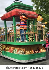 LANGHORNE, PA - MAY 7: Neighborhood Street Party Parade At Sesame Place In Langhorne, Pennsylvania, On May 7, 2017. The Park Includes Rides, Shows, And Water Attractions Suited To Young Children.