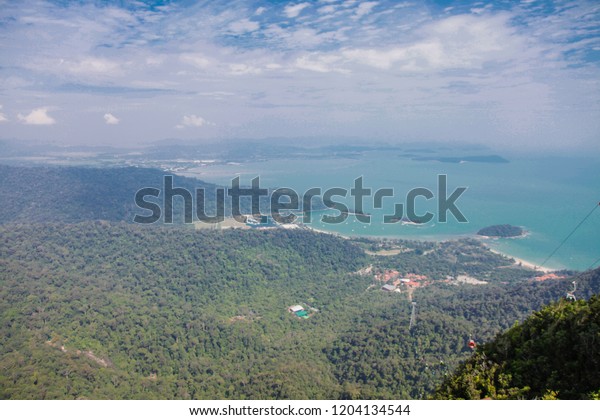 Langkawi\
Island from above view of mountains and\
sea