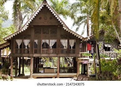 Langkawi, Kedah Malaysia- February 23,2022: A traditional Malay house at Beras Terbakar in Langkawi Malaysia.
