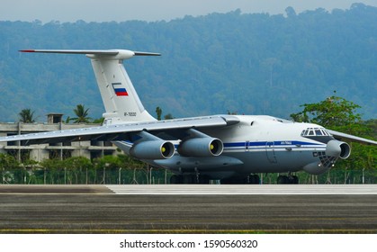 Langkawi, Malaysia - Apr 1, 2019. The Ilyushin Il-76MD Transport Aircraft Of Russian Air Force Taxiing On Runway Of Langkawi Airport (LGK).