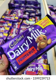 Langkawi, Malaysia - December 24, 2019 : A Cadbury Dairy Milk Chocolate With Fruits And Nuts. Rhis Famous Choclate Bar Display In Langkawi Free Trade Zone Supermarket. 