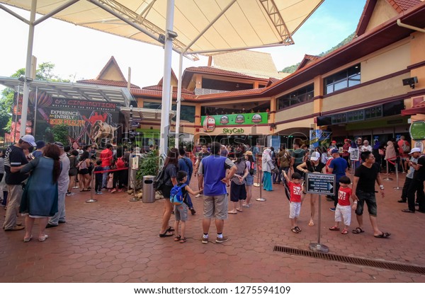 LANGKAWI,KEDAH-DECEMBER 22\
2018:Local and foreigner tourists at Oriental Village Langkawi\
during hot and humid day\
time