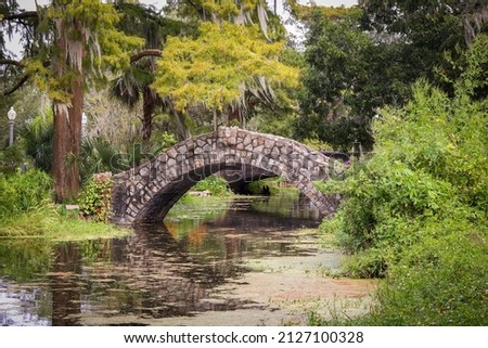 Langles Bridge in New Orleans City Park, bridge, city park. 