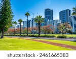 Langley Park and Perth Skyline on a beautiful sunny day, Australia