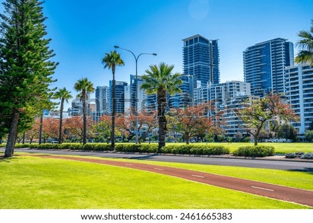 Langley Park and Perth Skyline on a beautiful sunny day, Australia