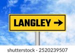 Langley road sign on blue sky background