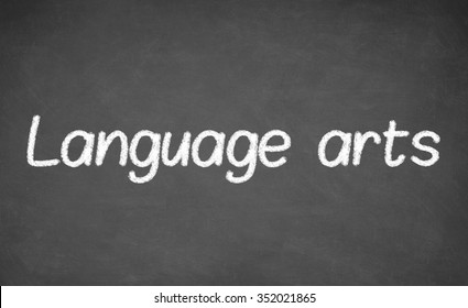 Language Arts Lesson On Blackboard Or Chalkboard. Written In White Chalk