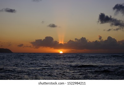 Laniakea Beach Sunset North Shore Haleiwa Stock Photo