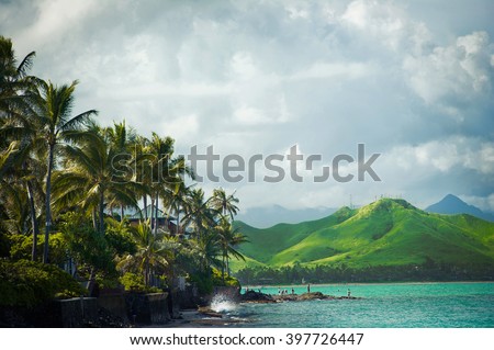 Lanikai Beach on the windward coast of Oahu, Hawaii Vacation 