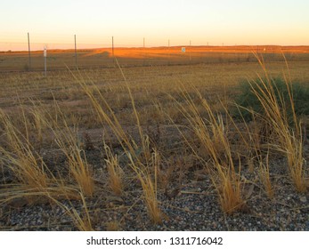 Lanscape In Australia. Royal Flying Doctor Zone Near Of Airport. Broken Hill