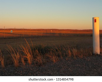 Lanscape In Australia. Royal Flying Doctor Zone Near Of Airport. Broken Hill