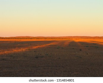 Lanscape In Australia. Royal Flying Doctor Zone Near Of Airport. Broken Hill