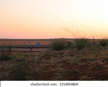 Lanscape In Australia. Royal Flying Doctor Zone Near Of Airport. Broken Hill