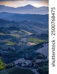 Lanscape in Italy at dusk, Marche region, Ascoli Piceno province, sunset from Ripatransone village