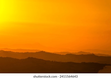 Lanscape in Italy at sunset, Marche from Ripatransone