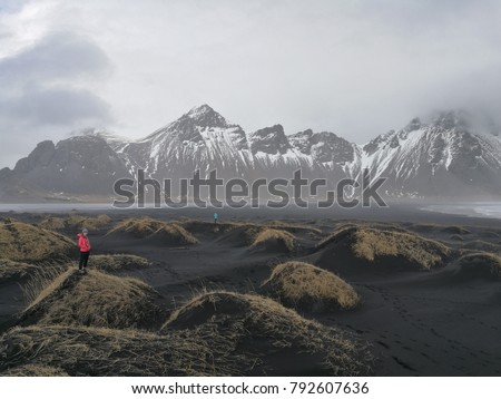 Similar – Image, Stock Photo Midnight mood at the polar sea, beach hiker