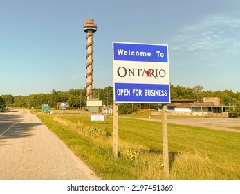 Lansdowne, ON Canada - July 22, 2022: Thousand Islands Bridge Border Crossing