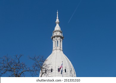 Lansing Michigan Capitol Building On A Clear Sunny Day 