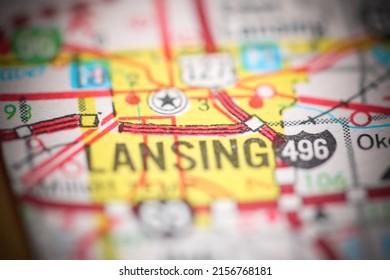 Lansing. Michigan. USA On A Geography Map.