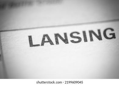 Lansing. Michigan. USA On A Geography Map.