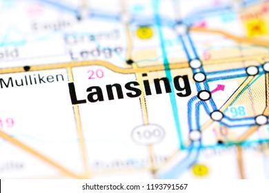 Lansing. Michigan. USA On A Map