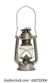 Lantern Kerosene Oil Lamp On White Background, 