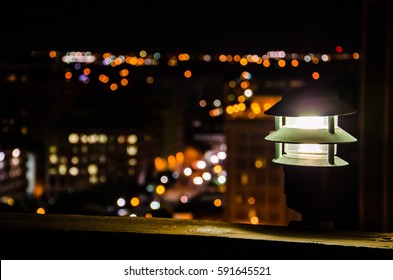 The Lantern On The Rooftop In The City Night