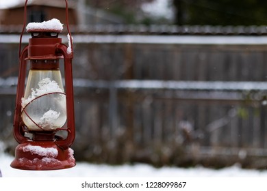  lantern in the snow