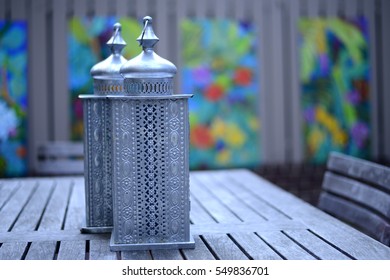 Lanterns on a table