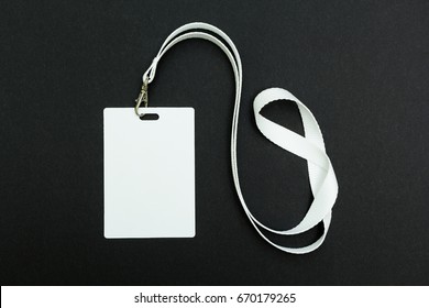 Lanyard And Badge. Conference Badge. Blank Badge Template With White Strap.