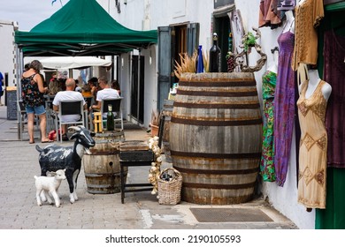 Lanzarote, Canary Islands, Spain, July 2, 2022: Spanish Canarian Street Exterior In Villa De Teguize In Lanzarote, Canary Islands, Spain