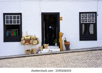 Lanzarote, Canary Islands, Spain, July 2, 2022: Exterior Of A Spanish Canary Patio At Villa De Teguize In Lanzarote, Canary Islands, Spain