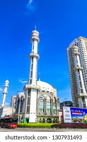 LANZHOU, CHINA - JUNE 2017: Xiguan Mosque Minaret With Back View Point