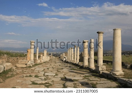 Laodikeia Ancient City Ruins in Pamukkale, Denizli, Turkey