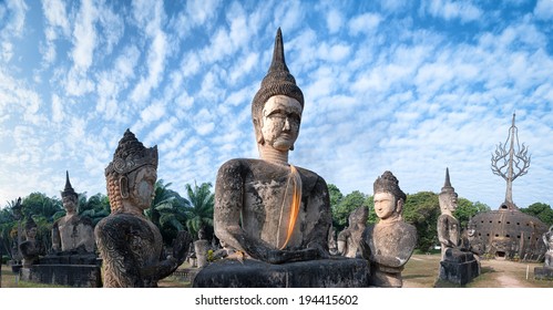 Laos Buddha Park.Tourist Attraction And Public Park In Vientiane 