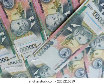 Laos Kip Banknotes Close-up. Money Background. Laos Currency - Kip. Pattern Texture And Background Of Laos Kip Money, Currency Banknotes Ready For Exchange And Business Investment.