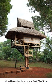 Laotian style traditional bamboo house in Champasak province, Southern Laos.