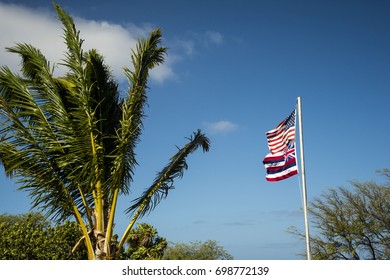 LAPAKAHI STATE HISTORICAL PARK and Hawaii State flag 