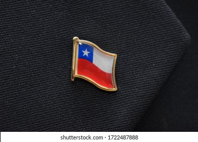 Lapel Pin - Chile Flag Pinned To A Suit