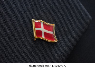 Lapel Pin - Denmark Flag Pinned On A Suit