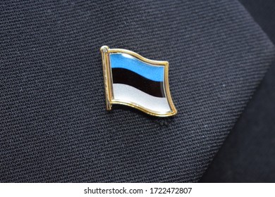 Lapel Pin - Estonia Flag Pinned On A Suit