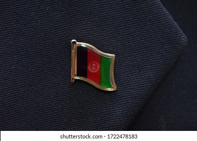 Lapel Pin -  Afghanistan Flag Pinned To A Suit