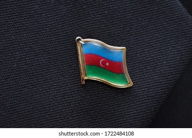 Lapel Pin -  Azerbaijan Flag Pinned To A Suit
