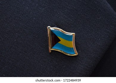 Lapel Pin -  Bahamas Flag Pinned To A Suit